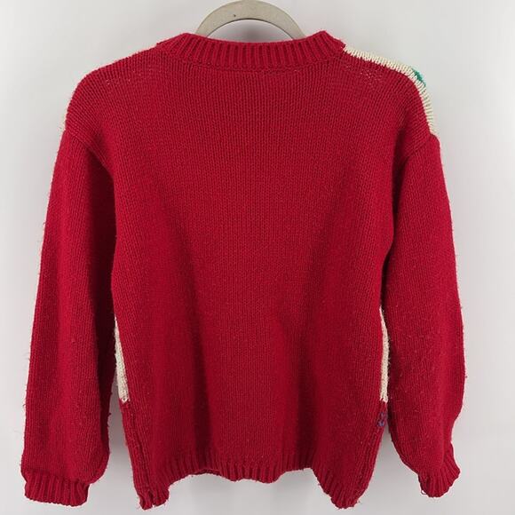 Vintage Radishes & Roses acrylic snowman Christmas tree knit crewneck sweater S - Picture 7 of 7